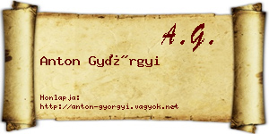 Anton Györgyi névjegykártya