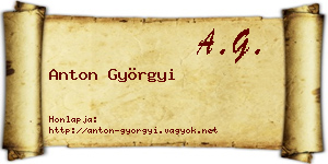 Anton Györgyi névjegykártya